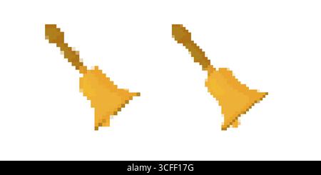 Retro 8-bit pixel art of classic alarm bells Stock Vector