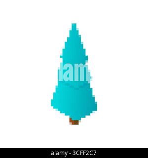 Mosaic pixel tree icon in festive cartoon style suitable for holiday or seasonal designs Stock Vector