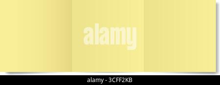 Yellow folded brochure, three spreads. Square pages. Open trifold Stock Vector