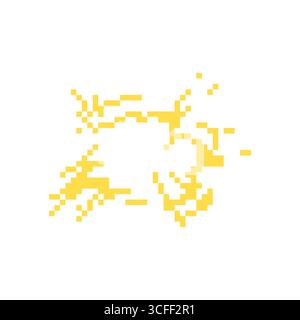 Mosaic pixel art lightning bolt in retro 8 bit style for nostalgic game design Stock Vector