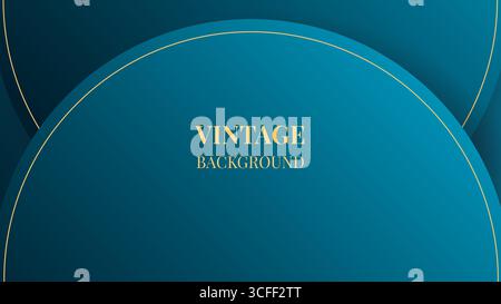 Blue abstract background with half round frames and gold lines, modern geometric pattern. Envelope shape Stock Vector