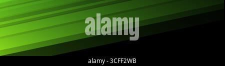 Black abstract banner with green pattern, modern geometric texture, diagonal rays. Vector illustration Stock Vector