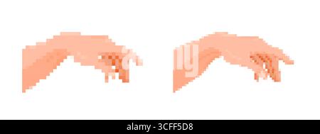 Pixelated hands in mosaic style for digital art design Stock Vector