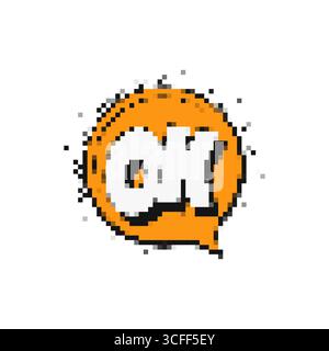 Mosaic pixel icon with comic style speech bubble and ok expression Stock Vector