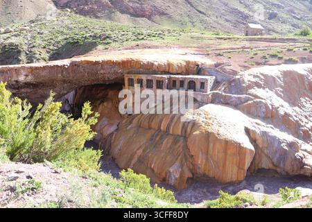 Puente del Inca is a unique geological formation in the Argentine Andes near the Aconcagua region Stock Photo