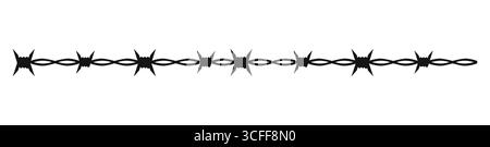 Wire line featuring barbed details in minimal design with sharp twisted elements Stock Vector