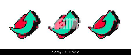 Green check shield icons in pixel art style Stock Vector