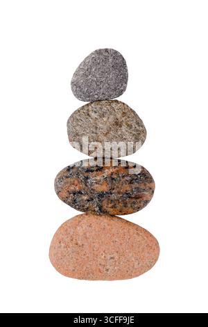 Stack of Zen Stones Isolated on White Background Stock Photo