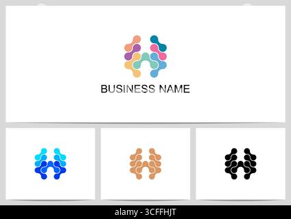 Abstract Linked Dots Connect Graphic Letter Logo Design H Stock Vector