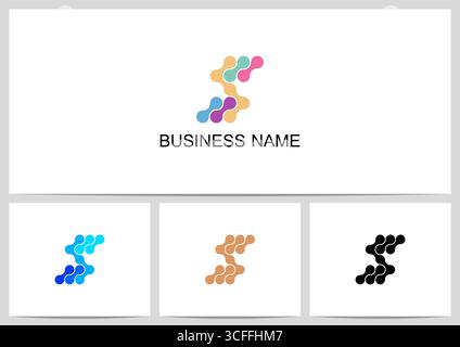 Abstract Linked Dots Connect Graphic Letter Logo Design S Stock Vector