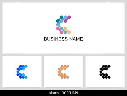 Abstract Linked Dots Connect Graphic Letter Logo Design C Stock Vector