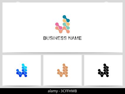 Abstract Linked Dots Connect Graphic Letter Logo Design J Stock Vector