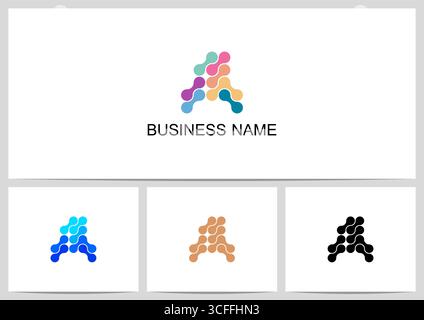 Abstract Linked Dots Connect Graphic Letter Logo Design A Stock Vector