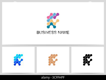 Abstract Linked Dots Connect Graphic Letter Logo Design F Stock Vector