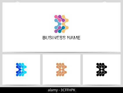 Abstract Linked Dots Connect Graphic Letter Logo Design B Stock Vector