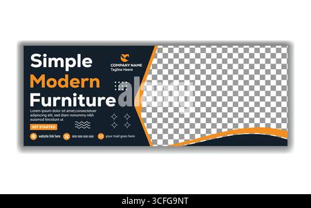 Minimalist Furniture Social Media Banner Template Elegant Home Décor Promotion Design Stock Vector