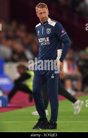 Manager Graham Potter ( Manager West Ham) sits on bench during the