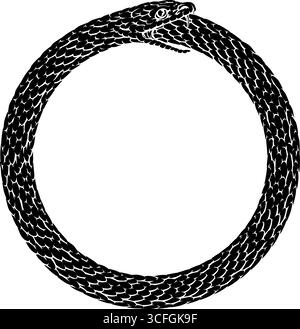 Ouroboros Circle Snake Eating Circular Tail Symbol Stock Vector