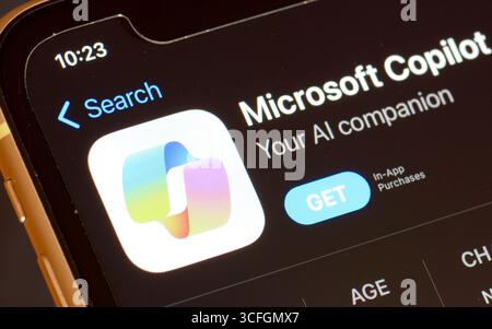 Microsoft Copilot AI app in the Apple App Store Stock Photo