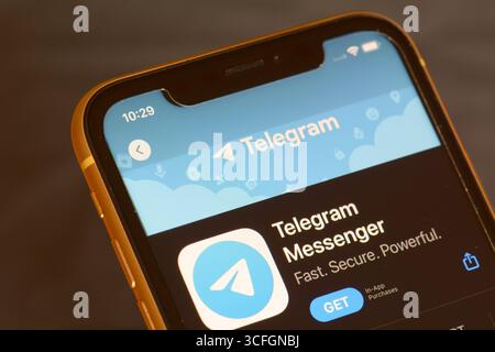 Telegram Messenger social media app in the Apple App Store Stock Photo