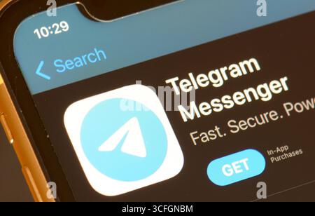 Telegram Messenger social media app in the Apple App Store Stock Photo