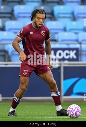Ezra Mayers of West Ham United in the pregame warmup session during the