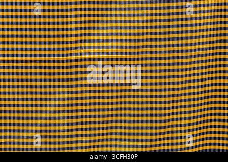 Black and Yellow strip cotton Gamcha(Bath towel) Fabrics Close-up. Stock Photo