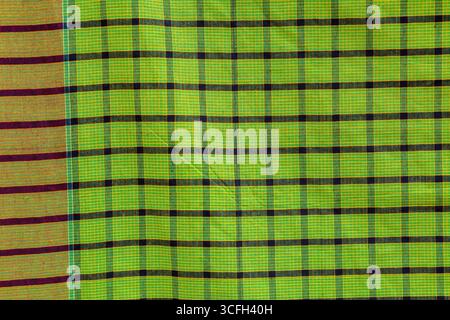 Black and Yellow strip cotton Gamcha(Bath towel) Fabrics Close-up Stock Photo
