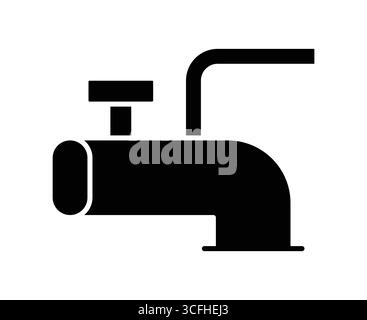 A black silhouette image of a simple faucet design suitable for various themes including home decor, plumbing services, and graphic design projects. Stock Vector