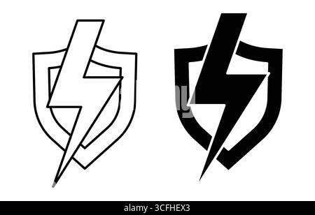 This image features a lightning bolt within a shield, representing power and protection. The design is versatile, suitable for various applications li Stock Vector