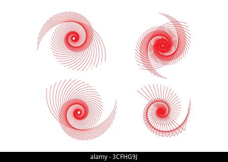 Abstract red spiral patterns on a white background. Stock Vector