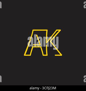 letter ak linked thin lines continue lines logo vector Stock Vector