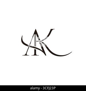 letter ak simple linked curves overlapping font logo vector Stock Vector