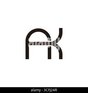 letter ak simple linked overlap lines logo vector Stock Vector