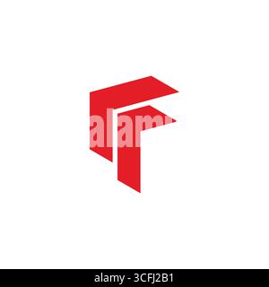letter f simple arrow red geometric up logo vector Stock Vector