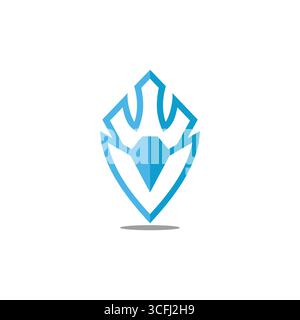 diamond shield emblem shadow symbol logo vector Stock Vector