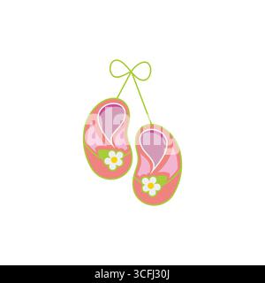 simple colorful baby shoes cute flower symbol vector Stock Vector