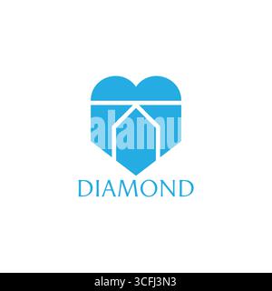 love diamond blue simple geometric jewel logo vector Stock Vector