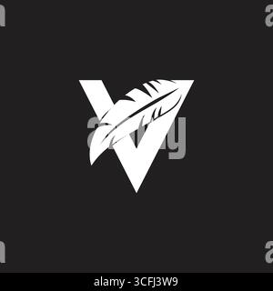 letter v simple one feather simple geometric logo vector Stock Vector