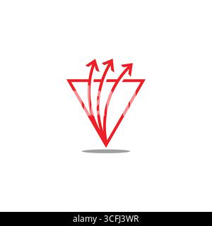 triangles abstract v arrow up red swoosh logo vector Stock Vector