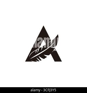 letter a alpha simple one feather simple geometric logo vector Stock Vector