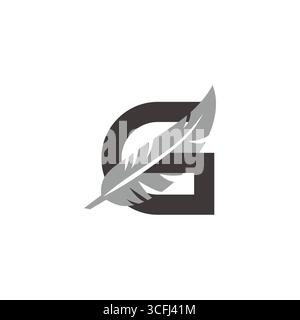 letter g gentle feather simple geometric logo vector Stock Vector
