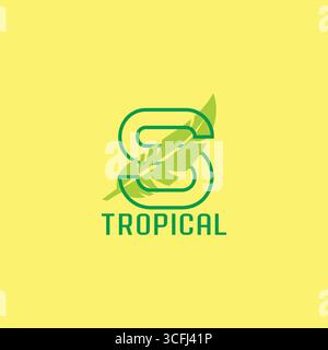 letter s banana leaves tropical linked overlap logo vector Stock Vector