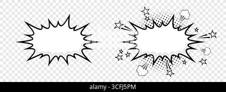 Empty comic speech bubbles with a semitone on a transparent background. Stock Vector