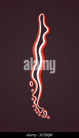 Outline map of Chile marked with ribbon in colors from the flag. Stock Vector