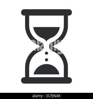 Minimalist hourglass sand timer vector icon black silhouette symbol for time and countdown Stock Vector