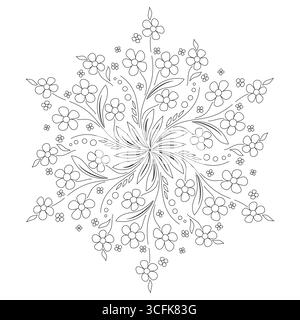 Background with flowers ornament. Black and white mandala vector illustration. Ornamental round pattern. Floral pattern for print. Stock Vector