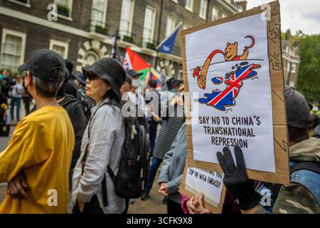 Hong Kongers and members of the Chinese diaspora gathered in Central London to protest against the planned construction of a Chinese Mega Embassy. Demonstrators voiced concerns over Beijing’s influence and raised human rights issues, calling on the UK government to halt the project. Stock Photo