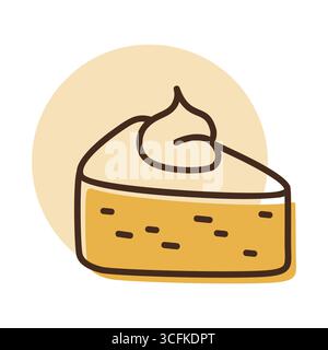A simple line art icon of a slice of pumpkin pie. This illustration is perfect for conveying the cozy and delicious spirit of the Thanksgiving and aut Stock Vector