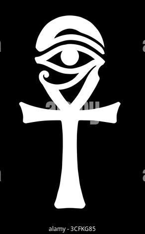 Egyptian symbol Ankh with Eye of Horus. Vector illustration Stock Vector